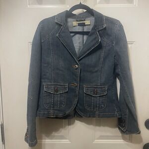 Jeanstar Womens Y2k Denim Jean Jacket Size M Blazer Style Med Wash